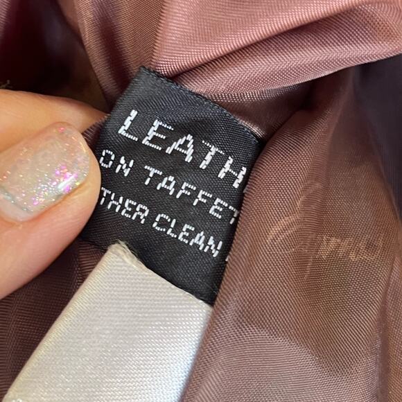 Vtg 90s Express Brown Distressed Oversized Grunge Moto Bomber Leather Coat L - Picture 10 of 10